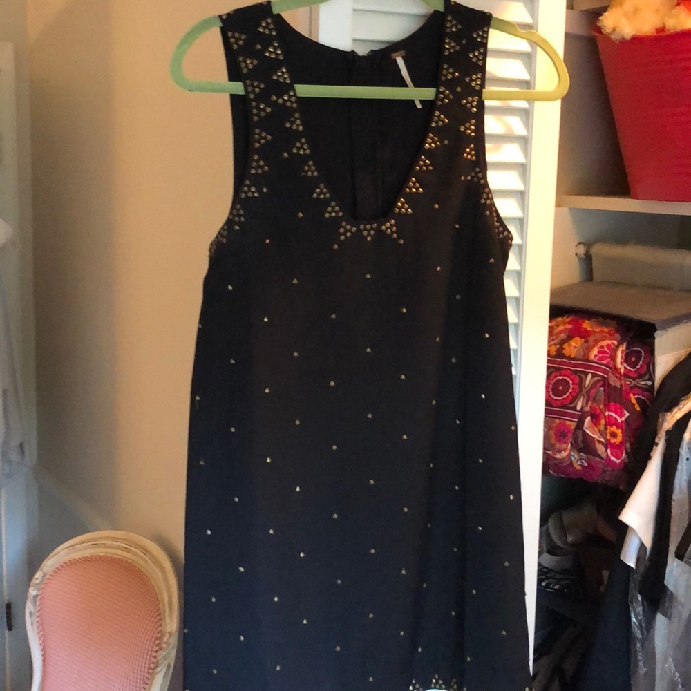 Free People Black Dress with Gold Studs